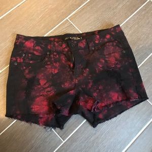 Black and red cutoff shorts